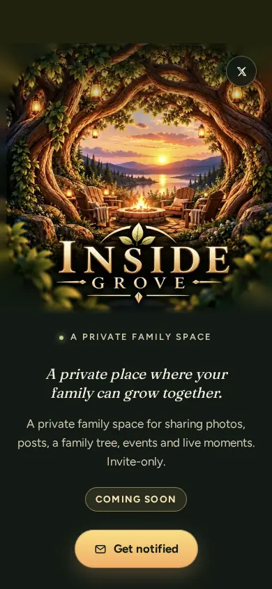 InsideGrove coming-soon page on a phone